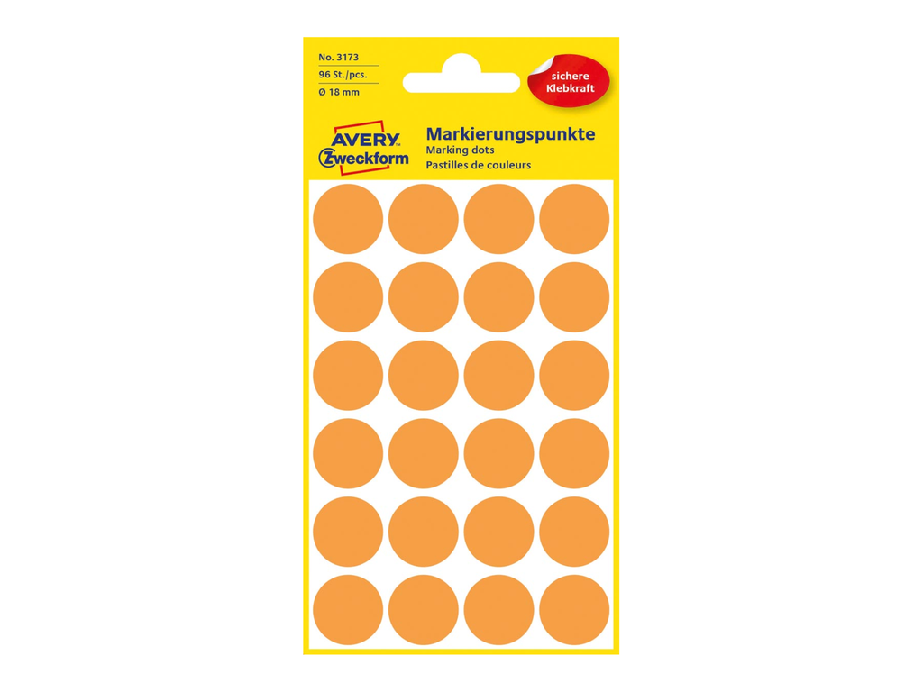Etiketten Avery Ø18mm oranje (96)