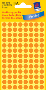 Etiketten Avery Ø8mm oranje (416)