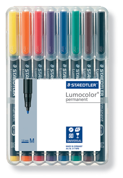 Permanent marker Staedtler Lumocolor OHP 317 ronde punt 1mm assorti (8)