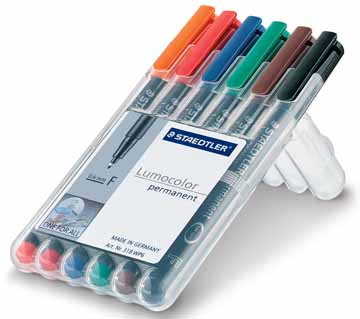 Permanent marker Staedtler Lumocolor OHP 318 ronde punt 0,6mm assorti (6)