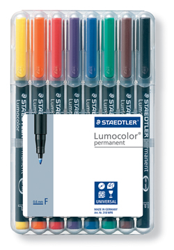 Permanent marker Staedtler Lumocolor OHP 318 ronde punt 0,6mm assorti (8)