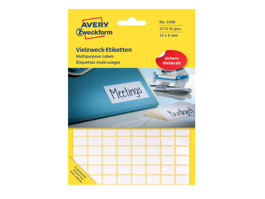 Etiketten Avery 13x8mm wit (3712)