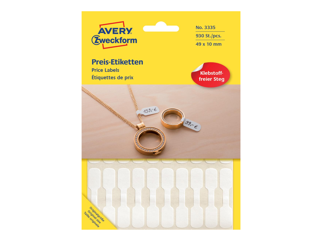 Etiketten Avery 54x11mm voor juwelen wit (924)