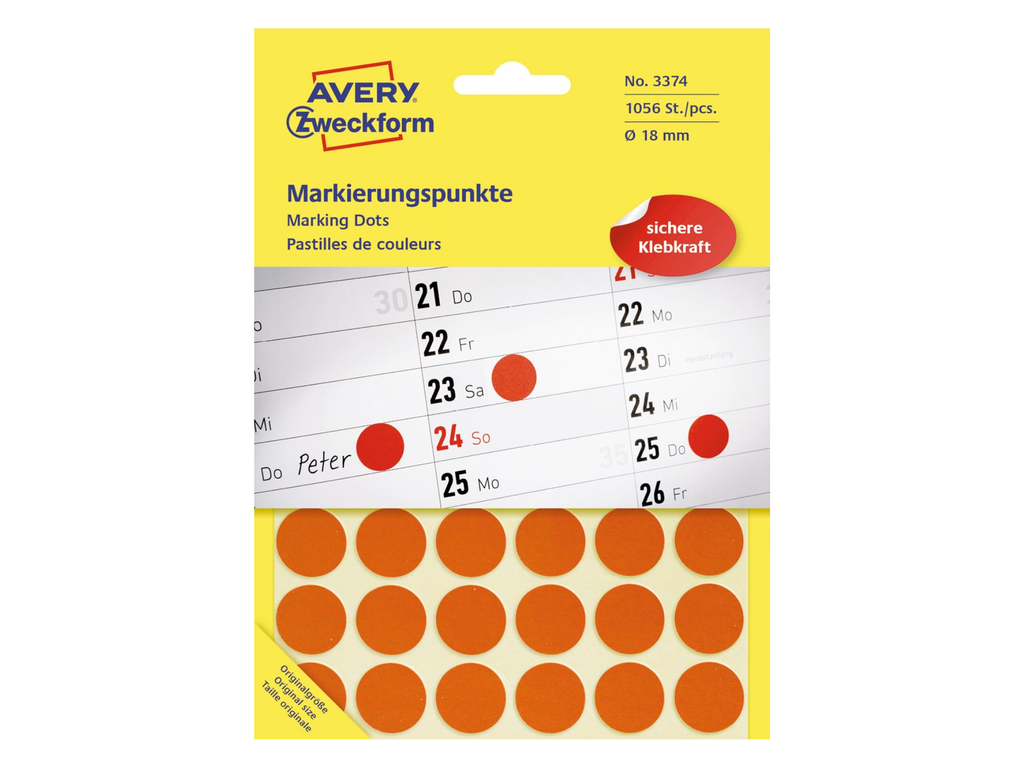 Etiketten Avery Ø18mm rood (1056)