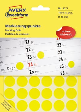 Etiketten Avery Ø18mm geel (1056)