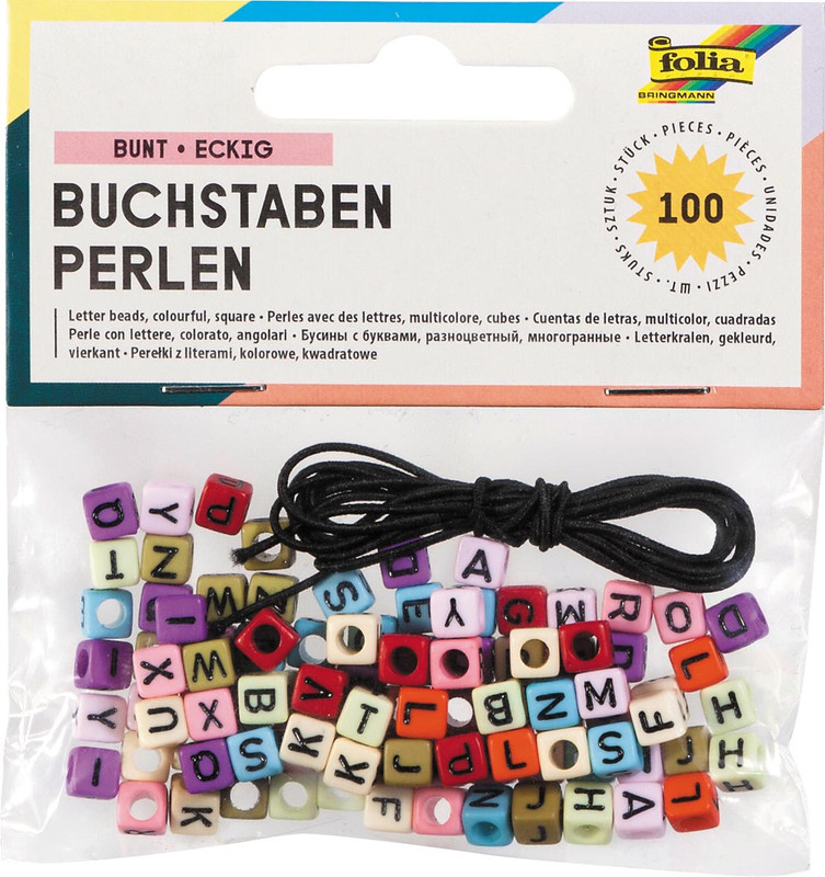 Letterkralen Folia inclusief 1m elastische draad assorti (100)