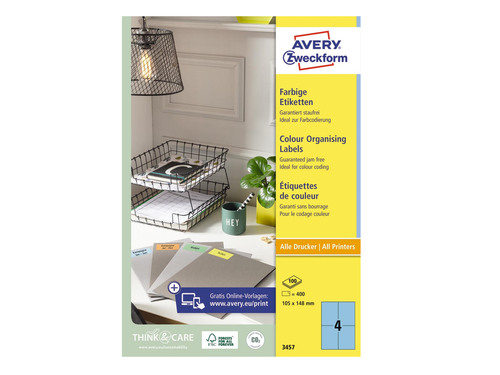 Etiketten Avery 04 etik/bl 105x148mm blauw (100)