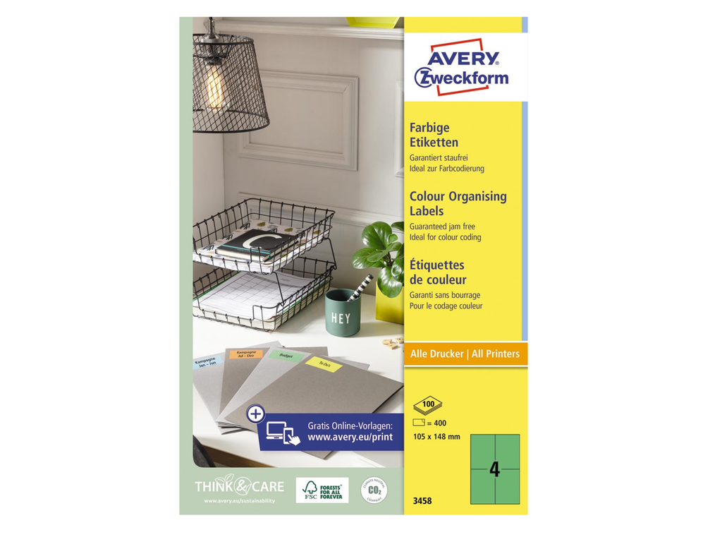 Etiketten Avery 04 etik/bl 105x148mm groen (100)