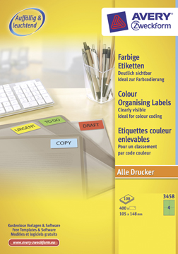 Etiketten Avery 04 etik/bl 105x148mm groen (100)