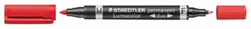 Permanent marker Staedtler Lumocolor Duo 348 ronde punt rood