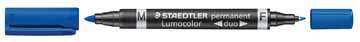 Permanent marker Staedtler Lumocolor Duo 348 ronde punt blauw