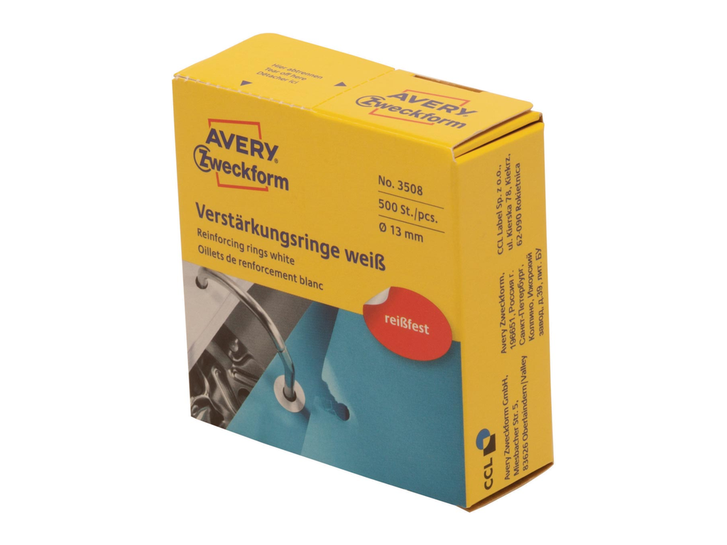 Versterkingsringen Avery Ø13mm wit (500)