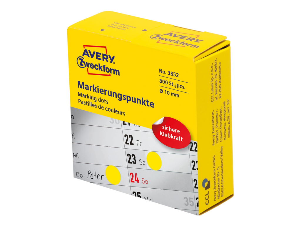 Marking Dots Avery Ø10mm geel (800)