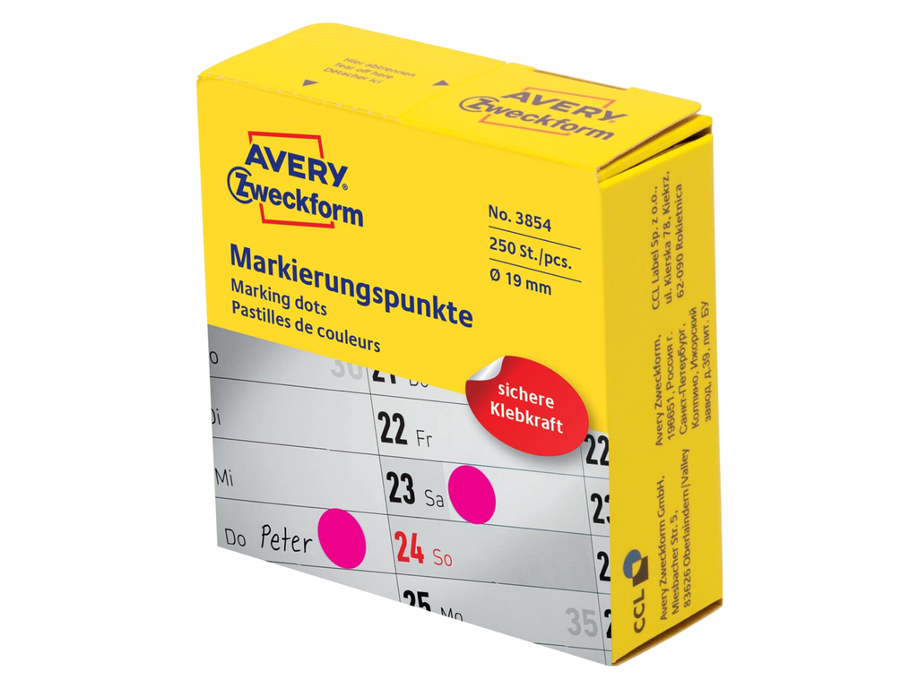 Marking Dots Avery Ø19mm rood (250)