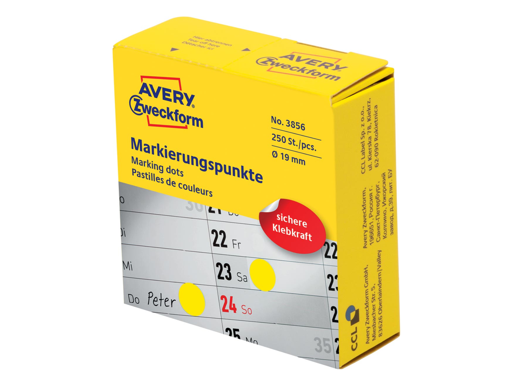 Marking Dots Avery Ø19mm geel (250)