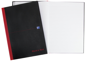 Notitieboek Oxford Black n' Red hardcover A4 gelijnd 192blz