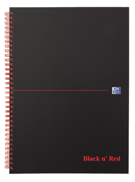 Spiraalboek Oxford Black n' Red hardcover A4 geruit 280blz