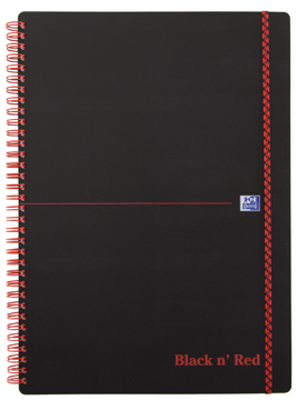 Spiraalboek Oxford Black n' Red PP A4 geruit 280blz