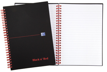 Spiraalboek Oxford Black n' Red PP A5 gelijnd 280blz