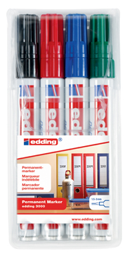 Permanent marker Edding 3000 ronde punt 1,5-3mm assorti (4)