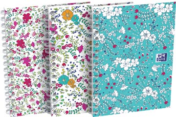 Spiraalschrift Oxford Floral softcover A6 geruit 100blz assorti