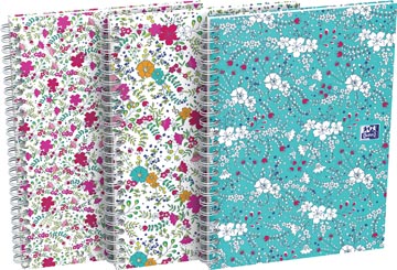 Spiraalschrift Oxford Floral hardcover A5 gelijnd 120blz assorti