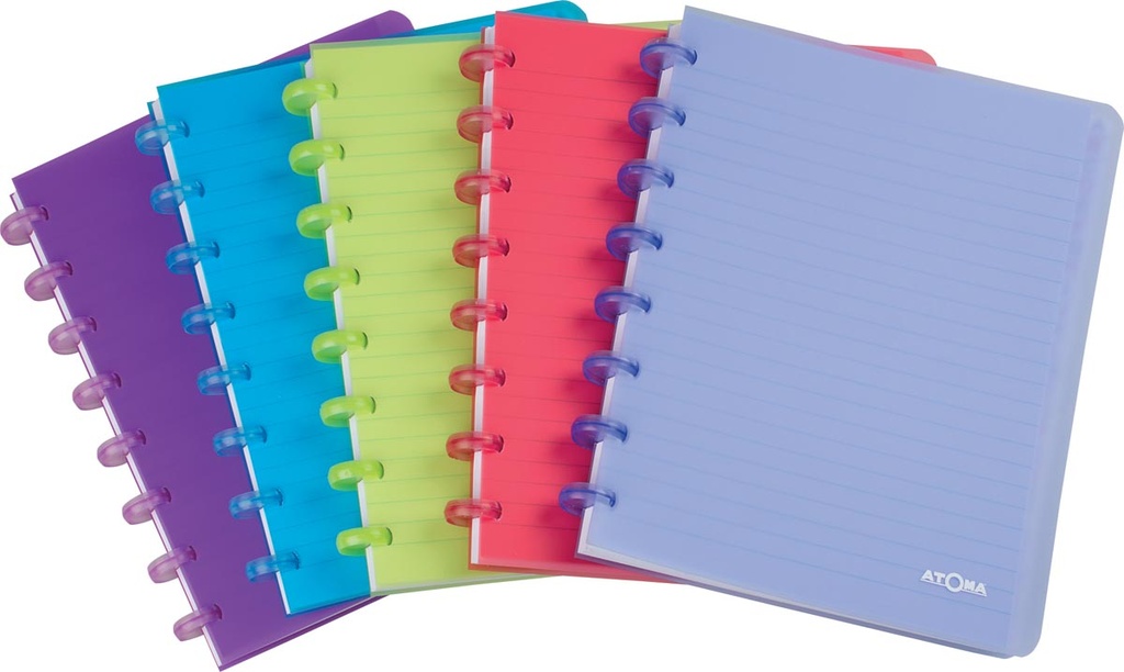 Schrift Atoma PP A5 gelijnd 108blz A-Z transparant assorti
