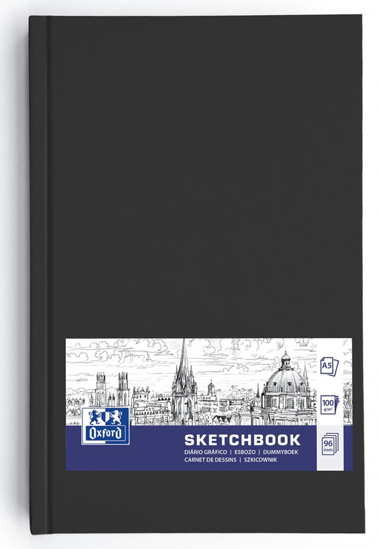 Schetsboek Oxford Sketchbook hardcover A5 blanco 192blz zwart