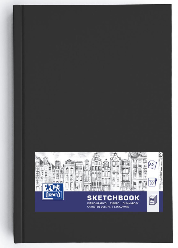 Schetsboek Oxford Sketchbook hardcover A6 blanco 192blz zwart