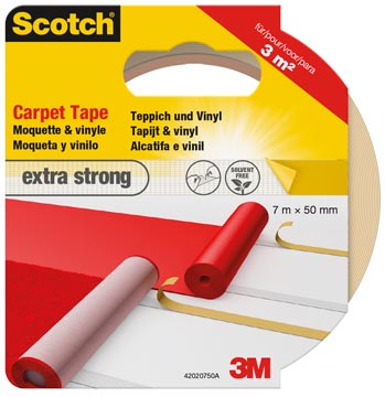 Dubbelzijdige tape Scotch strong tapijt & vinyl 50mm x 7m