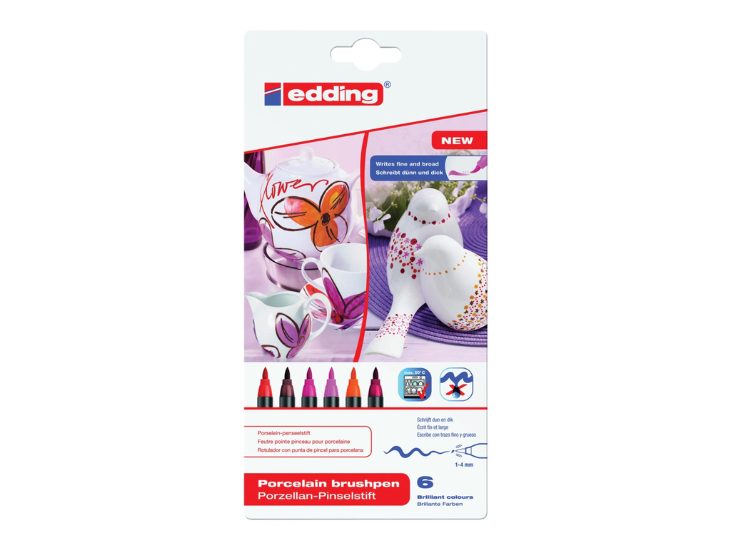 Porselein-penseelstift Edding 4200 1-4mm assorti warme kleuren (6)