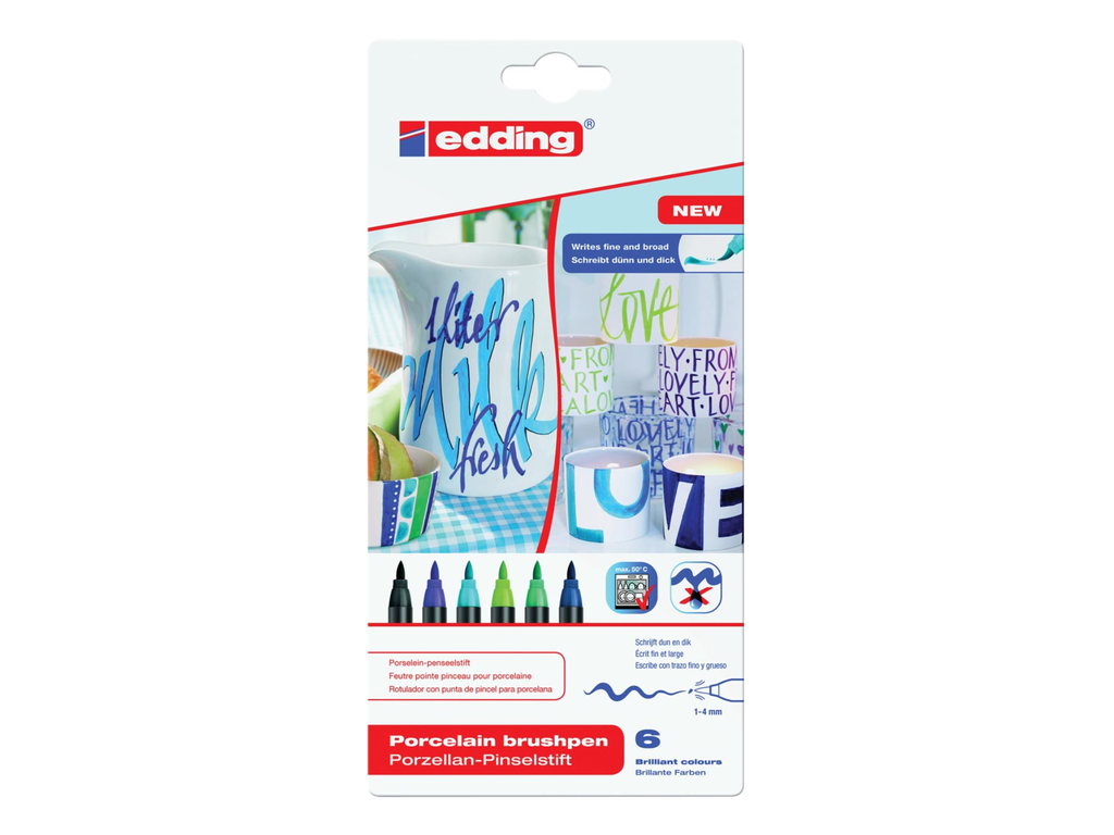 Porselein-penseelstift Edding 4200 1-4mm assorti cool (6)