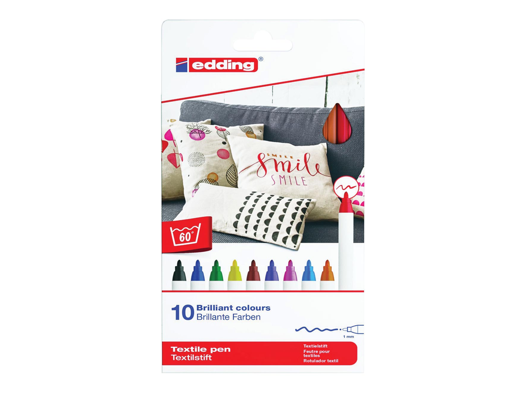 Textielmarker Edding 4600 ronde punt 1mm assorti fun (10)