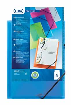 Elastomap 3 kleppen Elba polyvision PP A4 blauw