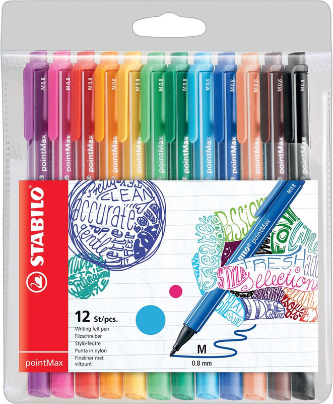 Fineliner Stabilo PointMax assorti (12)