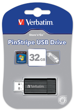 USB-stick Verbatim PinStripe 2.0 32GB zwart