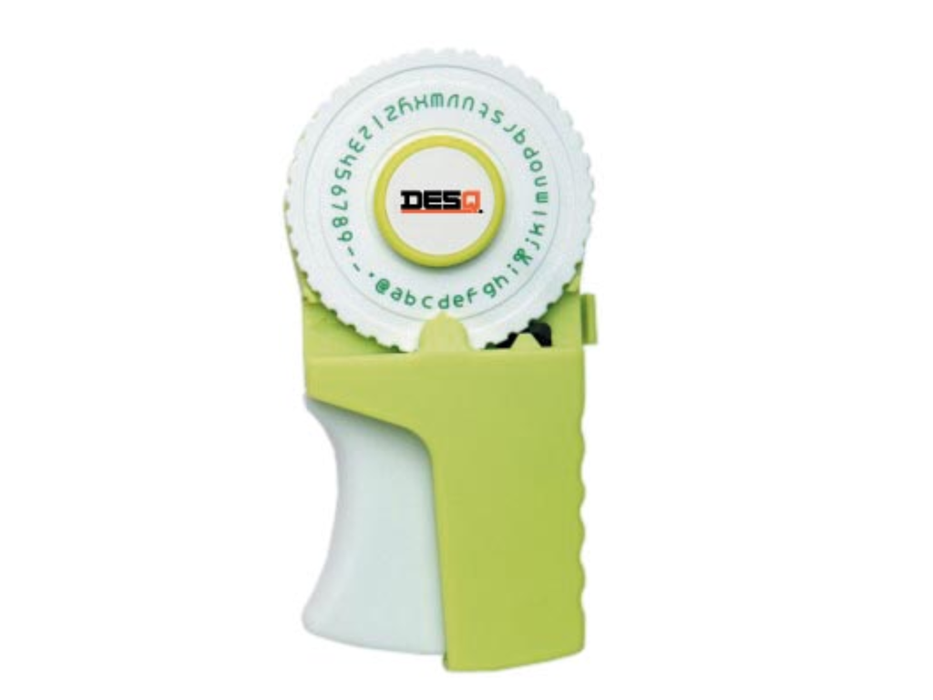 Lettertang Desq inclusief een rol groene tape 9mmx3m