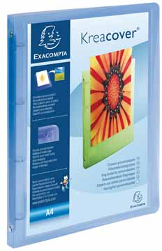 Panorama ringmap Exacompta PP A4 maxi 4 O-ringen 30mm rug 4cm 1 insteektas transparant blauw