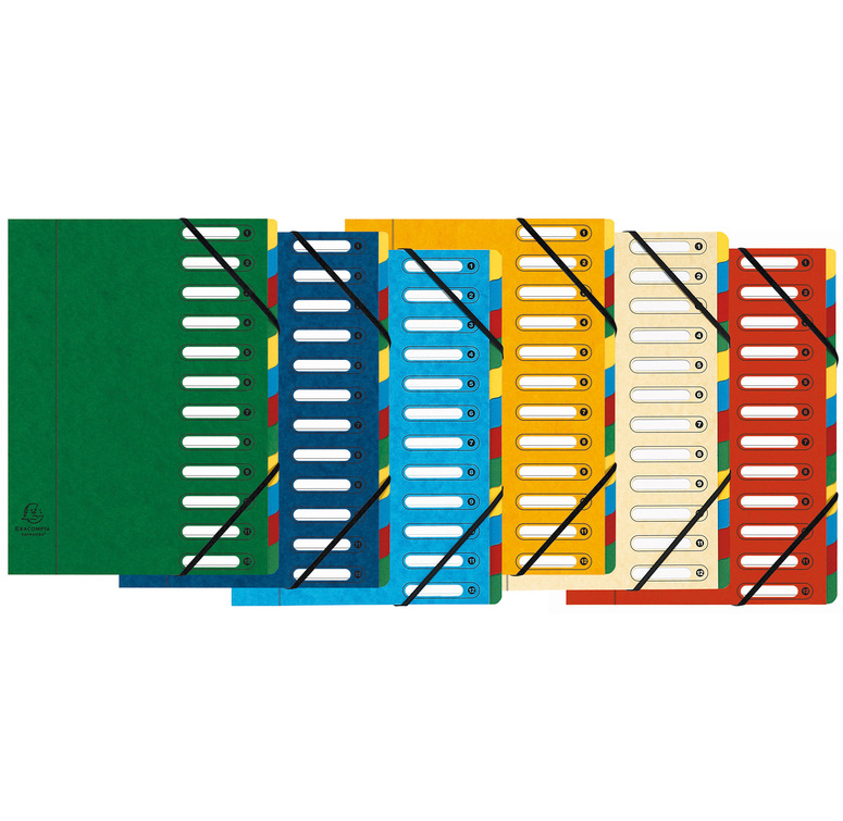 Sorteermap Exacompta Harmonika karton A4 12-vaks assorti
