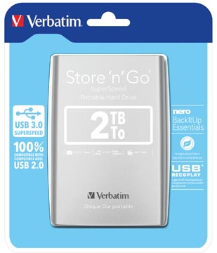 Harde schijf Verbatim Store 'n' Go 3.0 2TB zilver