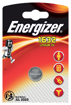 Knoopcelbatterij Energizer Lithium CR1632 3V