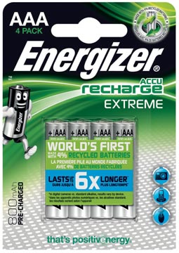 Batterij Energizer Extreme oplaadbaar AAA 800mAh (4)