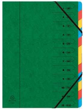 Sorteermap Exacompta karton A4 12-vaks groen