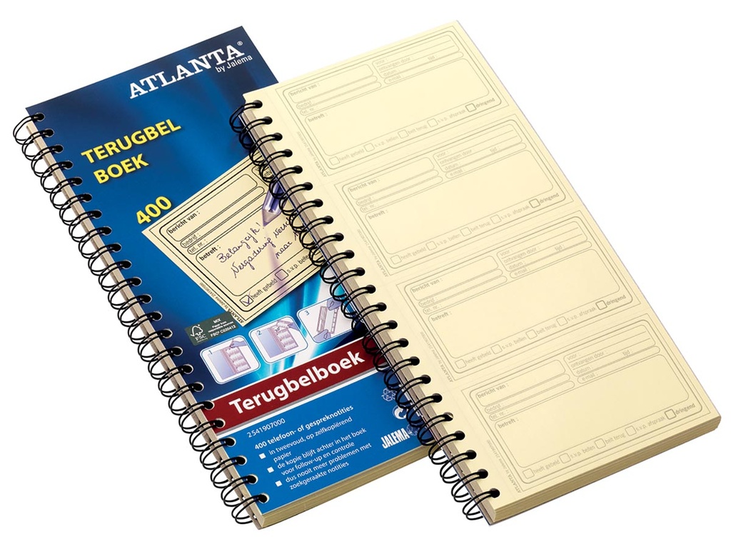 Terugbelboek Atlanta by Jalema 400 notities zelfkopiërend Nederlandstalig
