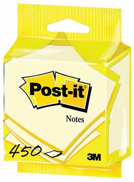 Memoblok Post-It 76x76mm geel 450vel