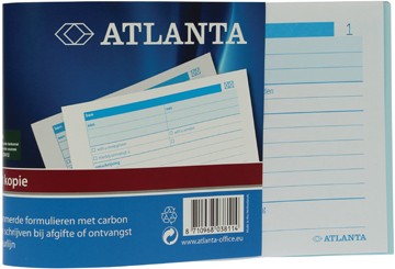 Bonboekje Atlanta nederlandstalig genummerd 1-100 10,5x14,8cm A6 2-voud 1vel carbon 100bl