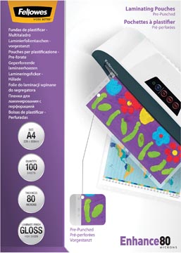 Lamineerhoes Fellowes Enhance A4 2x80µ met geperforeerde rand (100)
