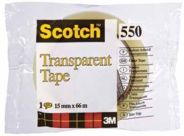 Plakband Scotch 550 15mmx66m voor grote afroller
