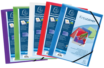 Elastomap Exacompta Kreacover PP met 3 kleppen personaliseerbaar A4 assorti