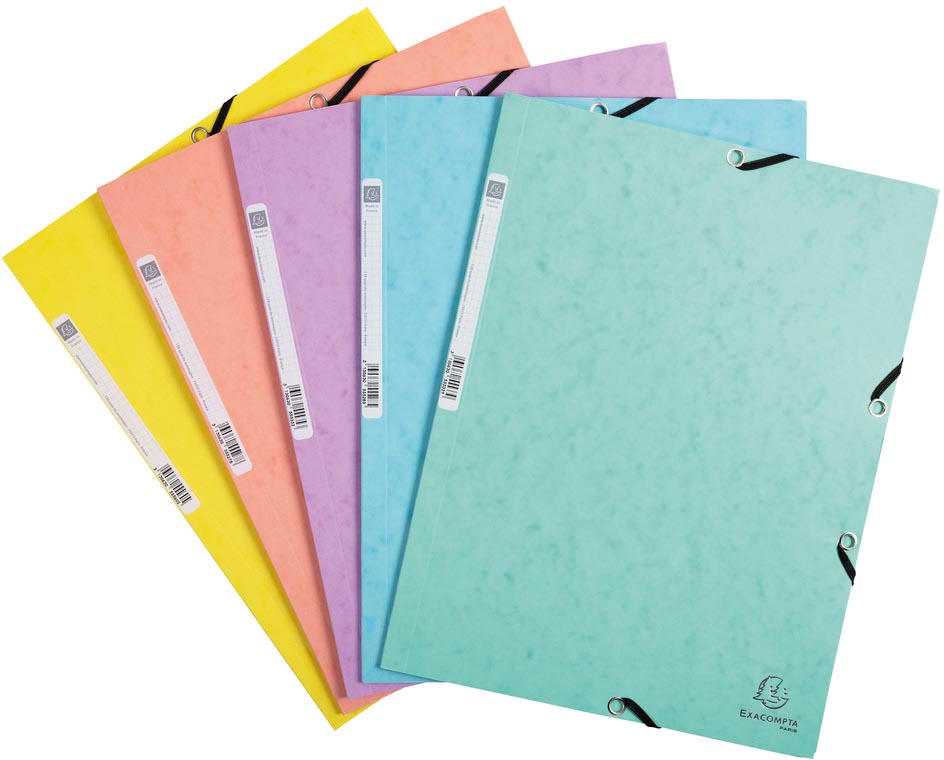Elastomap Exacompta Aquarel karton met 3 kleppen A4 400gr assorti